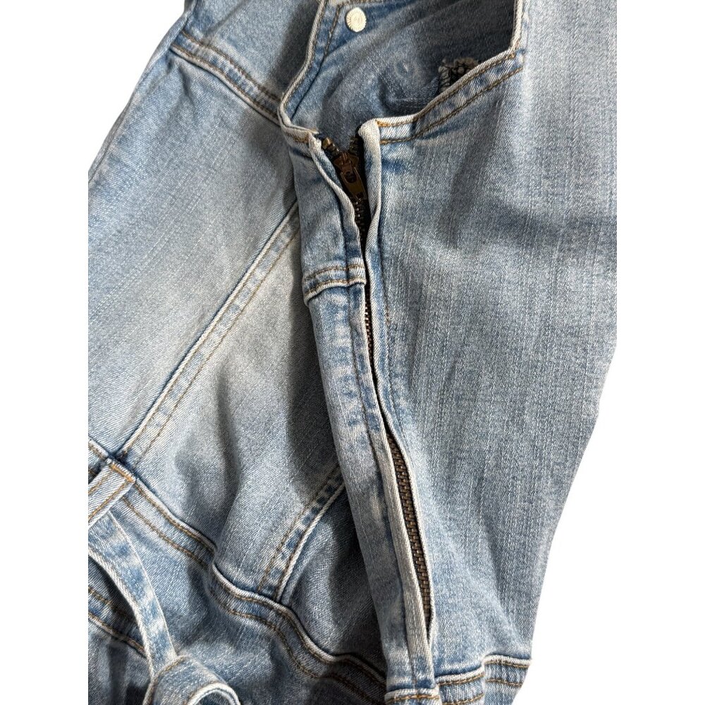 Hot Kiss Women Size S Vintage Denim Jumpsuit Belt One-Piece 90s Y2K Stretch Blue - Picture 7 of 7